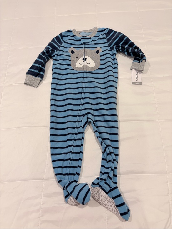 Carter's Other - Carter's Blue Striped Bear Footed One-Piece NWT